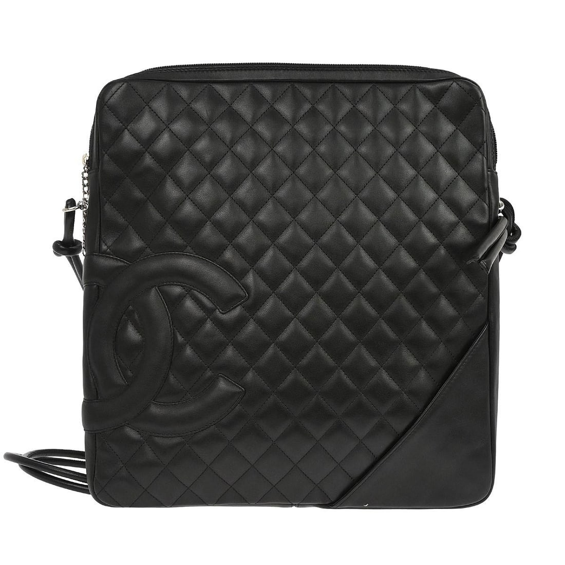 Cambon Ligne Large Quilted Shoulder Bag in Black Calfskin Leather: Cambon Ligne Large Quilted Shoulder Bag in Black Calfskin Leather This Chanel Cambon Ligne shoulder bag features black calfskin leather with a quilted matelasse pattern and signature logo accent. Desi