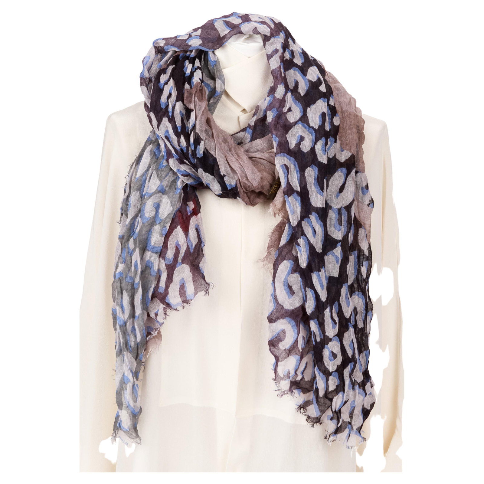 Louis Vuitton Sprouse Logo Cheetah Cashmere Silk Shawl Scarf: Louis Vuitton Sprouse Logo Cheetah Cashmere Silk Shawl Scarf Elevate your accessory collection with this stunning Louis Vuitton Sprouse Logo Cashmere Silk Cheetah Print Shawl Scarf. Crafted from a lux