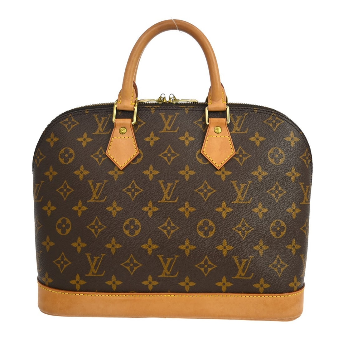 Alma Brown Canvas Satchel by Louis Vuitton France: Alma Brown Canvas Satchel by Louis Vuitton France This Louis Vuitton Alma handbag features the classic monogram canvas in brown. Designed for women, it offers a structured silhouette with ample space,