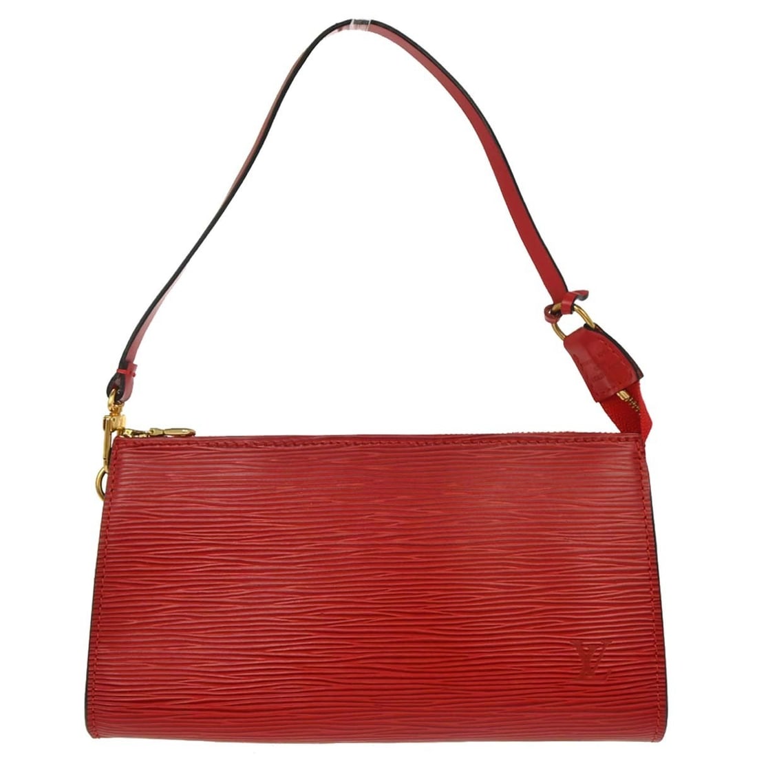 Louis Vuitton Epi Leather Pochette Accessoires Red Medium Top Handle Bag: Louis Vuitton Epi Leather Pochette Accessoires Red Medium Top Handle Bag This Louis Vuitton Pochette Accessoires 21 handbag features red Epi leather with a signature logo accent, a zip closure, and a 