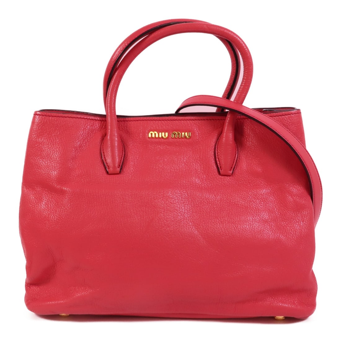Miu Miu Red Calfskin 2 Way Shoulder Bag GHW: Miu Miu Red Calfskin 2 Way Shoulder Bag GHW This Miu Miu 2-way shoulder bag is crafted from premium red calfskin leather, offering both elegance and versatility. Designed for women, it features a spac