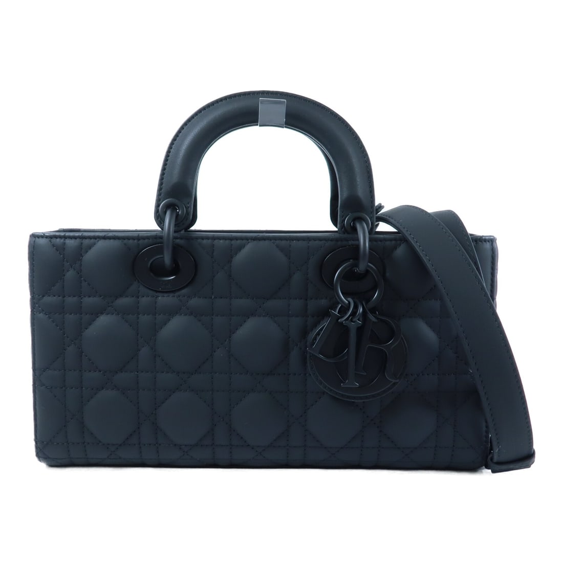 Dior Lady D-Joy Medium Black Calfskin Shoulder Bag: Dior Lady D-Joy Medium Black Calfskin Shoulder Bag This Christian Dior Lady D-Joy Medium 2 Way Shoulder Bag features a sleek black calfskin exterior and a versatile design that allows it to be worn as