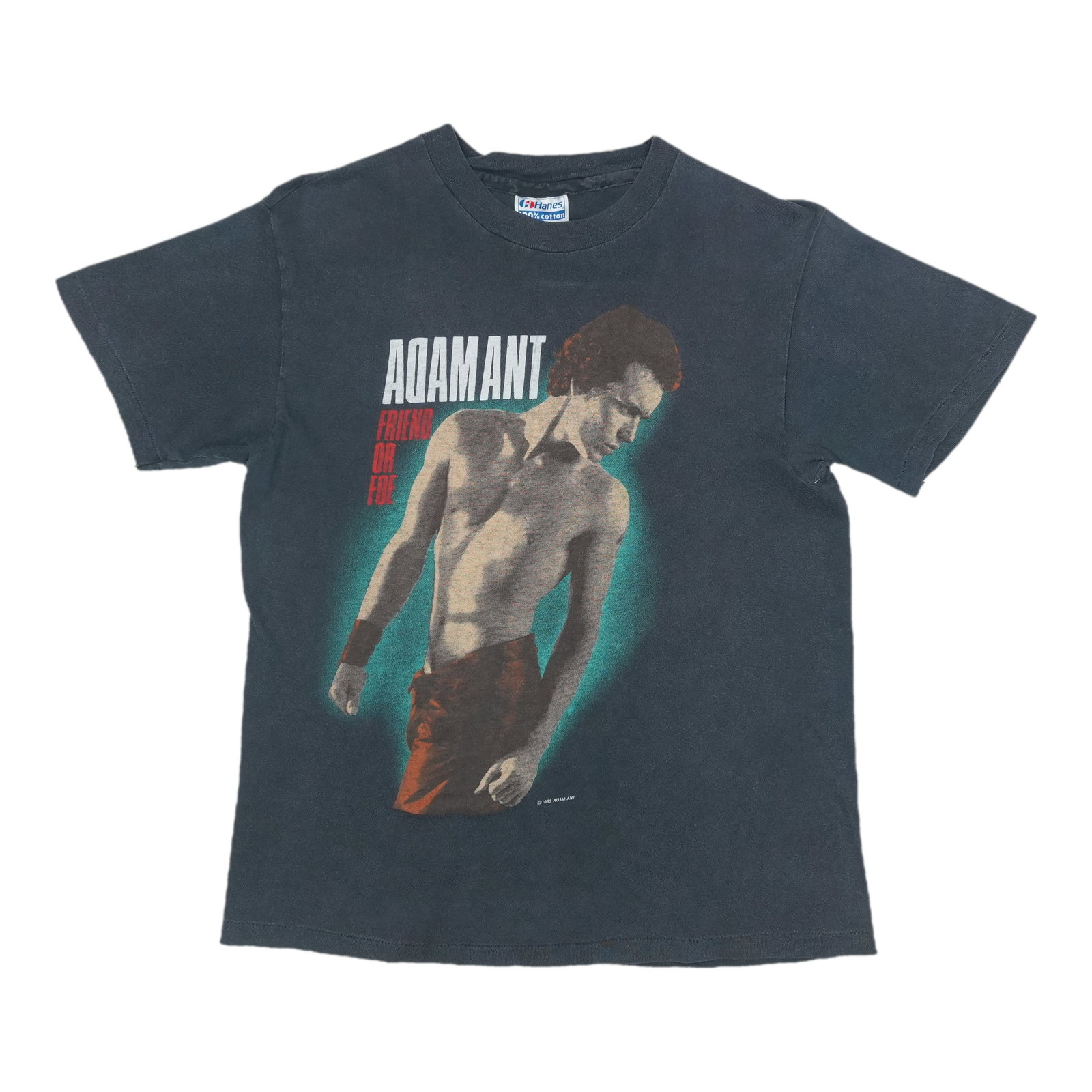 Vintage 1982 Adam Ant Friend Or Foe Black Cotton Band T Shirt: Vintage 1982 Adam Ant Friend Or Foe Black Cotton Band T Shirt This is an original vintage 1982 Adam Ant Friend Or Foe shirt. It is not a modern reproduction. The shirt is black, made from 100% cotton,