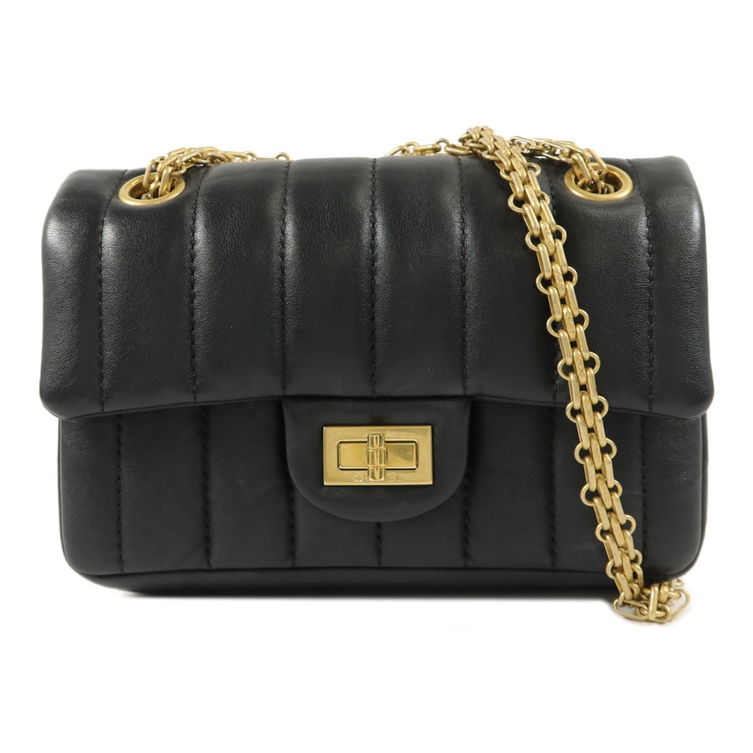 CHANEL 2.55 Mini Lambskin Black Shoulder Bag CC GHW (1 of 18)