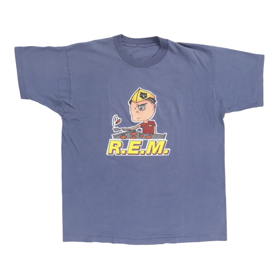 Vintage 1994 REM Monster Blue Cotton T Shirt with Dual Graphics: Vintage 1994 REM Monster Blue Cotton T Shirt with Dual Graphics This is an original vintage 1994 REM Monster shirt, featuring front and back graphics. Made from 100% cotton in blue, this authentic shi