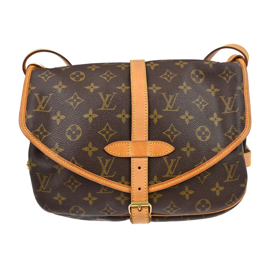 Louis Vuitton Saumur 30 Monogram Canvas Shoulder Bag Brown M42256: Louis Vuitton Saumur 30 Monogram Canvas Shoulder Bag Brown M42256 The Louis Vuitton Saumur 30 is a vintage medium-sized messenger bag crafted from signature monogram canvas leather. Featuring a buckle