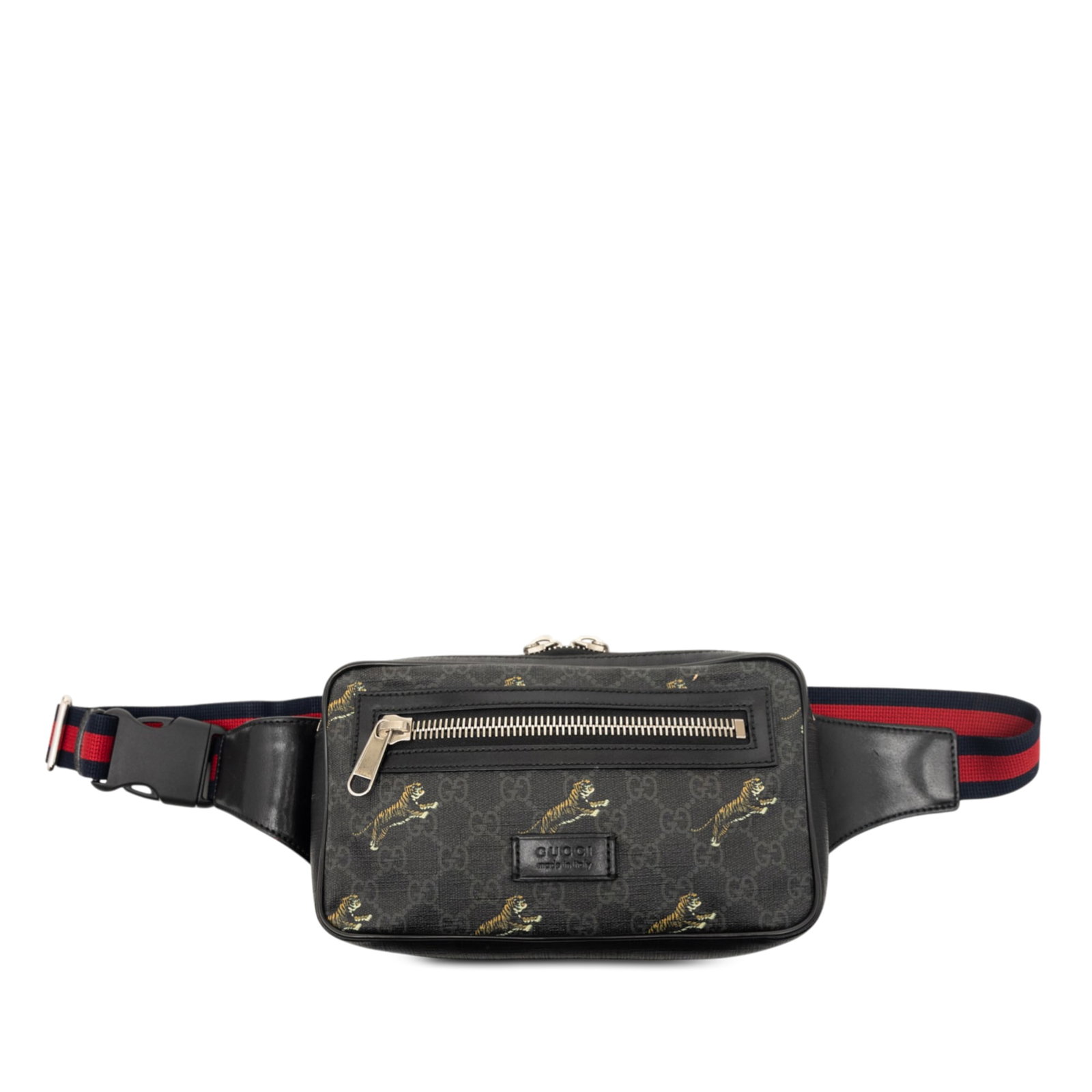 Gucci GG Supreme Canvas Belt Bag with Web Strap and Leather Trim: Gucci GG Supreme Canvas Belt Bag with Web Strap and Leather Trim This Gucci GG Supreme Web Belt Bag is crafted from coated canvas with leather trim and features an adjustable web canvas strap with a b