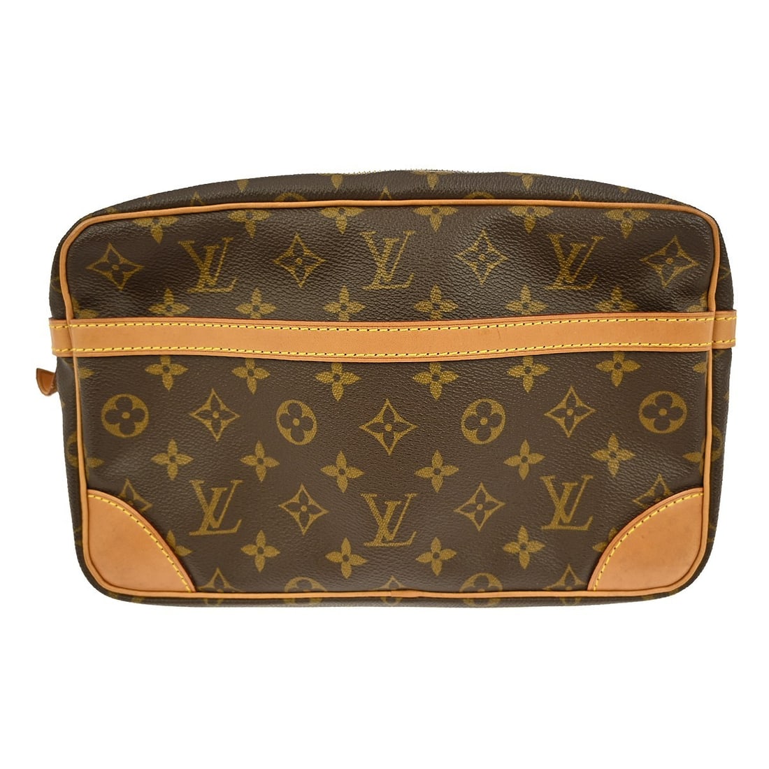 Louis Vuitton Monogram Compiegne 28 Clutch Bag M51845: Louis Vuitton Monogram Compiegne 28 Clutch Bag M51845 This vintage Louis Vuitton Compiegne 28 clutch bag features the classic monogram canvas with brown leather accents. Designed in a medium size, it 