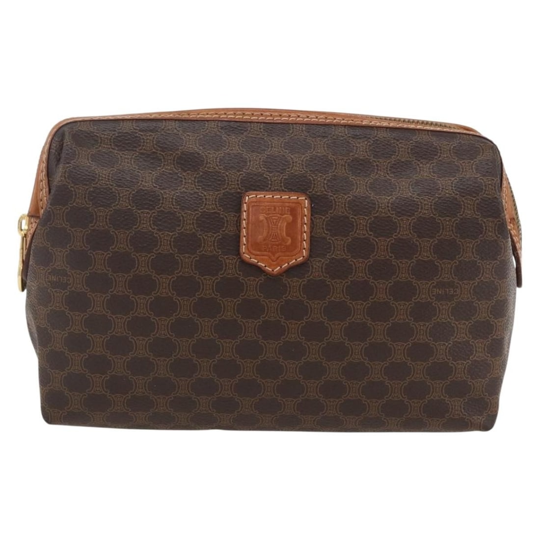 Celine Macadam Pochette Brown Canvas Leather Clutch Bag Italy: Celine Macadam Pochette Brown Canvas Leather Clutch Bag Italy This Celine Macadam Pochette is crafted from brown canvas with leather accents. Designed for women, it features a compact and stylish silh