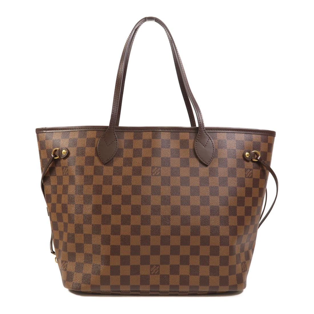 Louis Vuitton Damier Ebene Brown Neverfull MM Tote Bag GHW: Louis Vuitton Damier Ebene Brown Neverfull MM Tote Bag GHW This Louis Vuitton Neverfull MM shoulder tote bag features the iconic Damier Ebene brown PVC coated canvas and is designed with gold-tone har