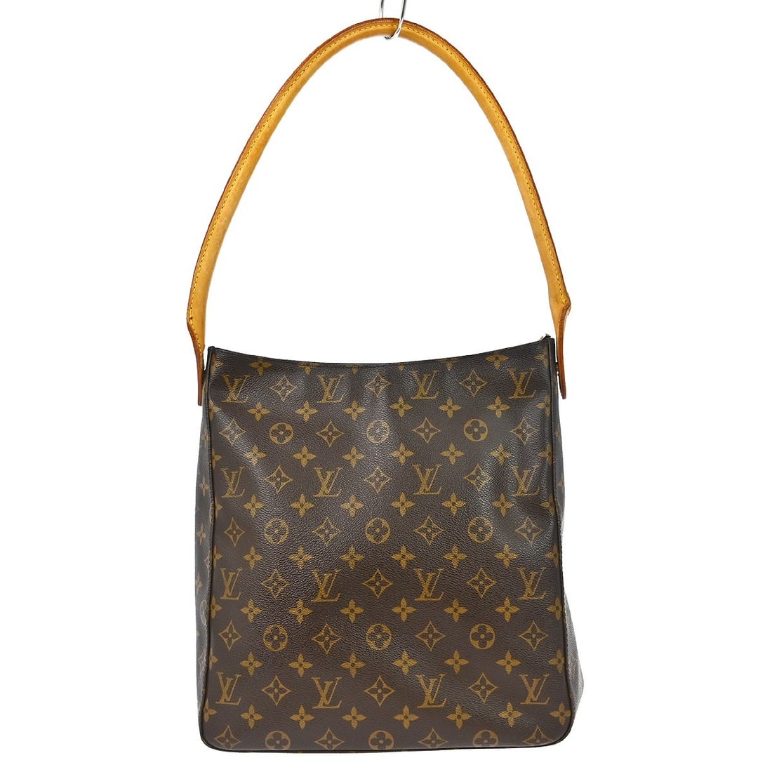 Louis Vuitton Looping GM Monogram Leather Shoulder Bag Brown France Vintage: Louis Vuitton Looping GM Monogram Leather Shoulder Bag Brown France Vintage This Louis Vuitton Looping GM shoulder bag features the iconic monogram pattern on brown leather, complemented by beige leat