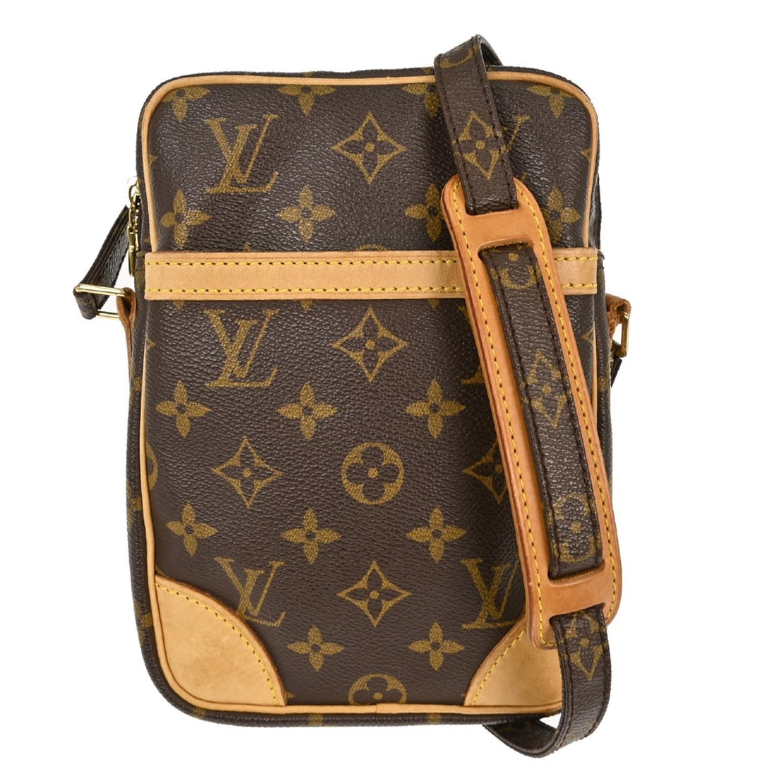 Louis Vuitton Danube Monogram Canvas Crossbody Bag M45266: Louis Vuitton Danube Monogram Canvas Crossbody Bag M45266 This Louis Vuitton Danube crossbody shoulder bag features the brand's iconic monogram canvas leather and brown leather trim. Designed for wome