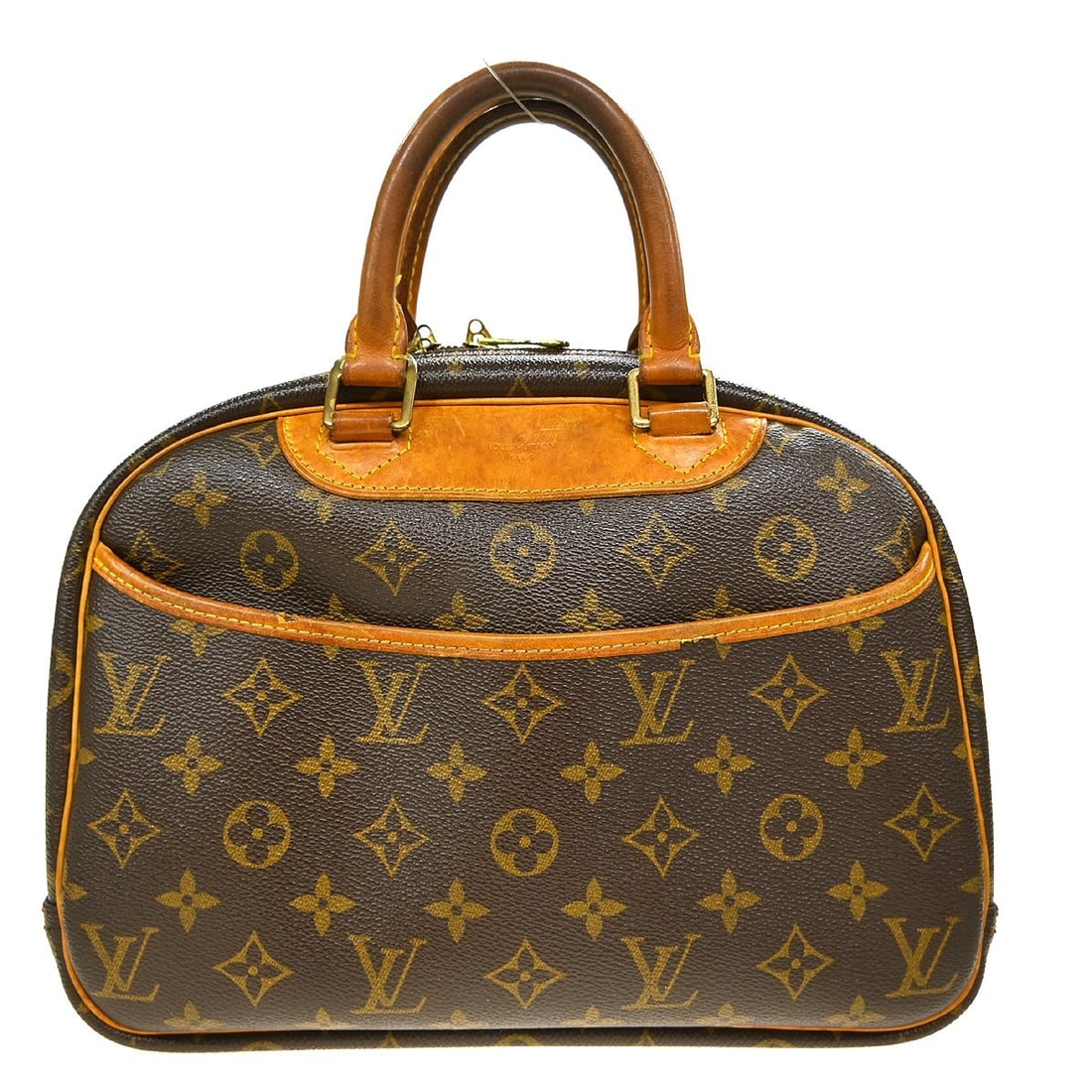Louis Vuitton Monogram Trouville Brown Canvas Medium Vintage Handbag: Louis Vuitton Monogram Trouville Brown Canvas Medium Vintage Handbag This Louis Vuitton Trouville handbag features the iconic Monogram canvas leather exterior, double brown handles, and zip closure. D