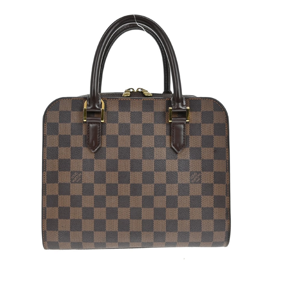 Louis Vuitton Triana Damier Ebene Canvas Satchel Top Handle Bag: Louis Vuitton Triana Damier Ebene Canvas Satchel Top Handle Bag This Louis Vuitton Triana handbag features the signature Damier Ebene canvas with leather accents. Designed in a medium size, it offers 