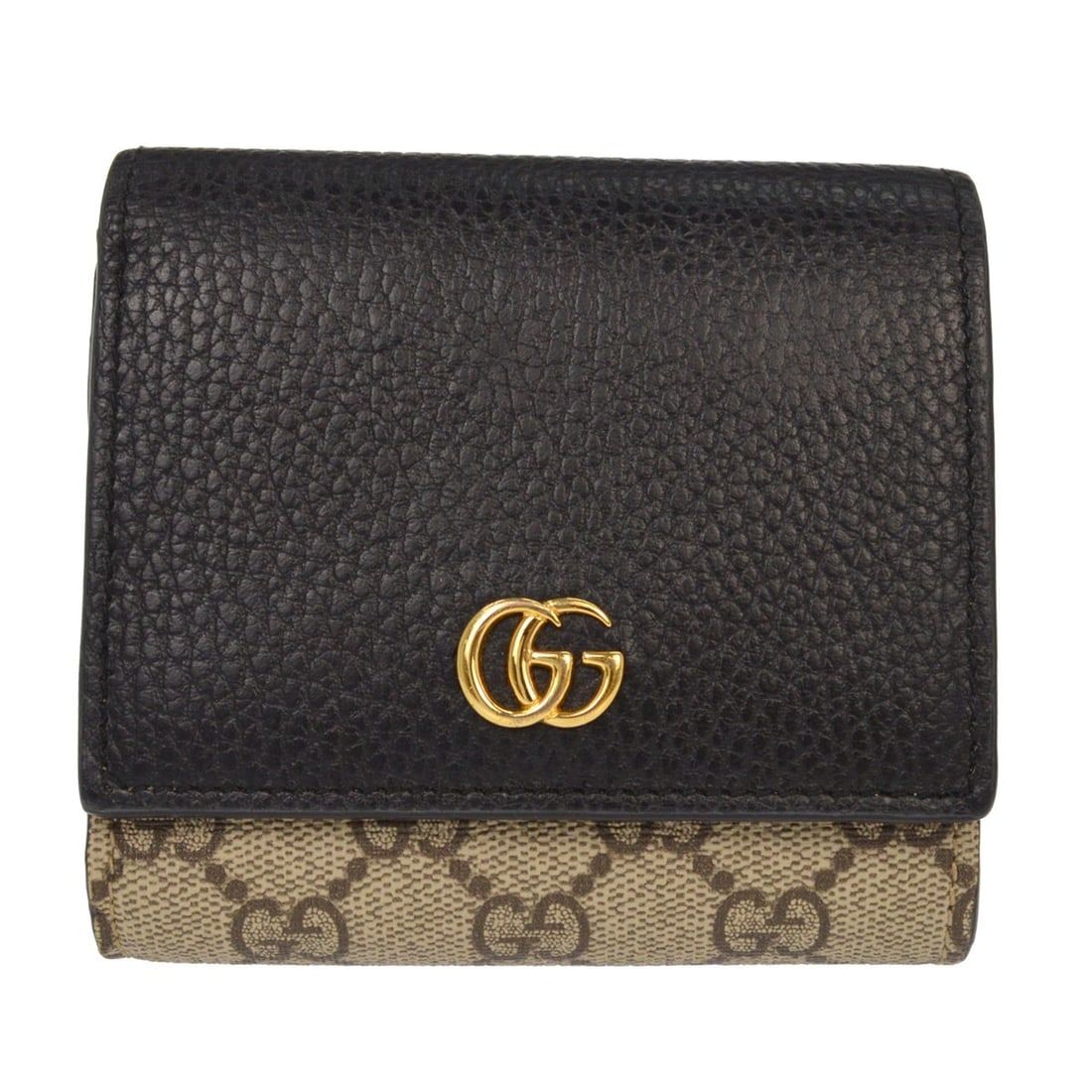 Gucci GG Marmont Black Leather Bifold Wallet for Women: Gucci GG Marmont Black Leather Bifold Wallet for Women This Gucci GG Marmont bifold wallet features the signature GG Supreme logo and is crafted from black leather. Designed for women, it offers a sty