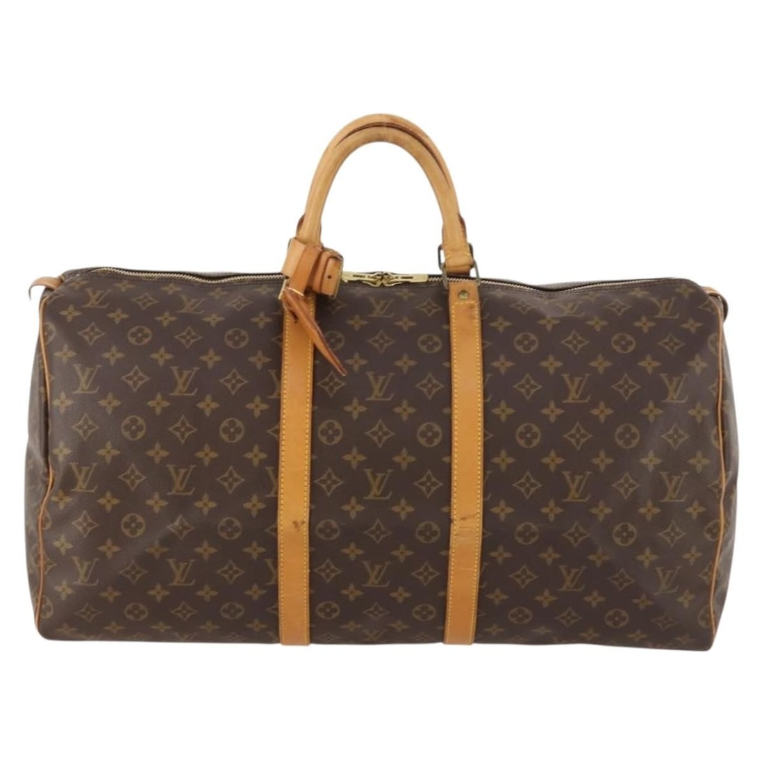 Louis Vuitton Keepall Monogram Canvas Travel Bag 55cm: Louis Vuitton Keepall Monogram Canvas Travel Bag 55cm The Louis Vuitton Keepall Bag in Monogram Canvas offers a spacious and iconic design suitable for unisex use. This bag features a brown monogram c