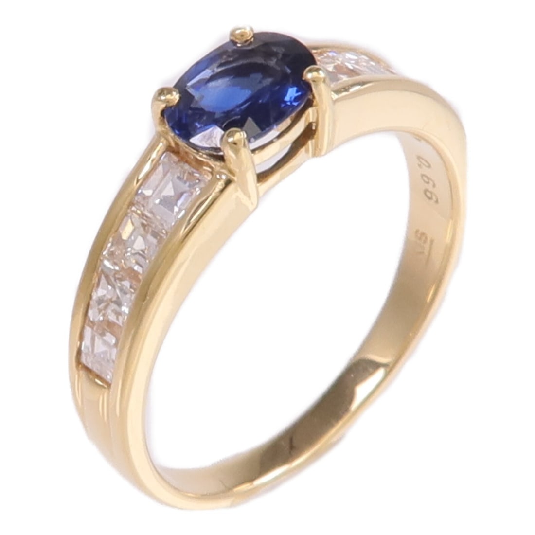 Sapphire and Diamond 18K Yellow Gold Ring Size 6.75 for Women (1 of 8)