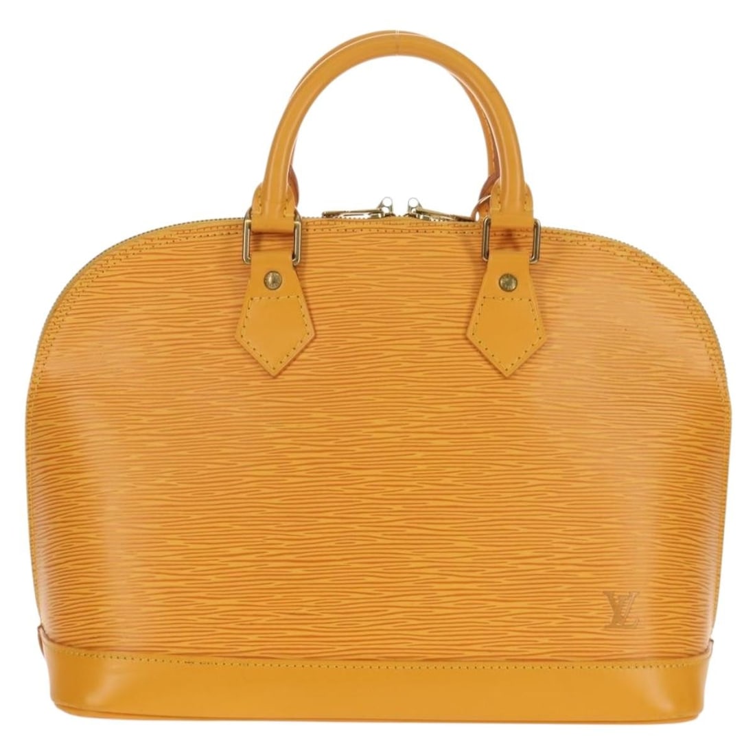 Alma Yellow Epi Leather Satchel by Louis Vuitton France: Alma Yellow Epi Leather Satchel by Louis Vuitton France The Louis Vuitton Alma handbag is crafted from yellow Epi leather and designed for women. This handbag features a spacious interior and is made 
