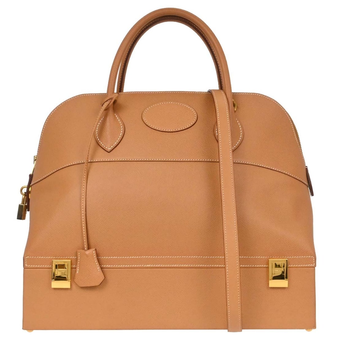 Hermes Macpherson Beige Leather Satchel with Double Handles and Lock Accent (1 of 18)