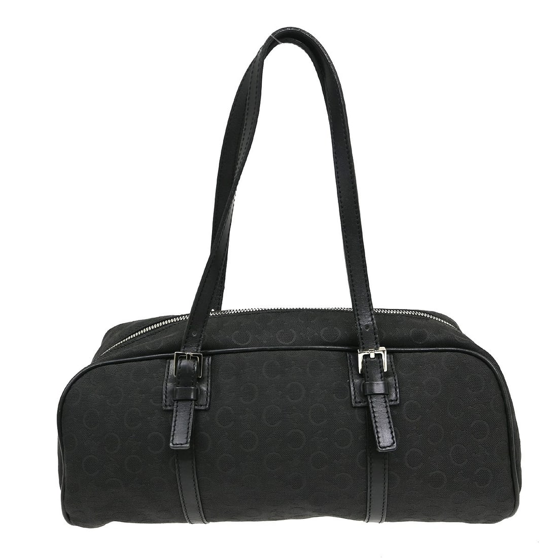 CELINE Macadam black canvas leather tote handbag: CELINE Macadam black canvas leather tote handbag This Celine Black C Macadam handbag features a stylish tote design with double handles and a medium size, making it ideal for casual occasions. Crafted