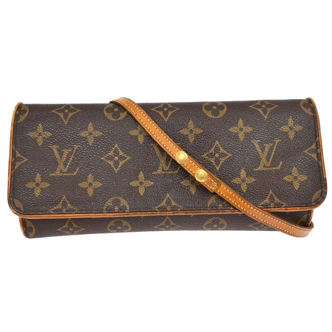 Louis Vuitton Monogram Pochette Twin GM Brown Canvas Crossbody Bag: Louis Vuitton Monogram Pochette Twin GM Brown Canvas Crossbody Bag This Louis Vuitton Pochette Twin GM crossbody bag features the iconic monogram canvas leather exterior with logo accents and a magnet
