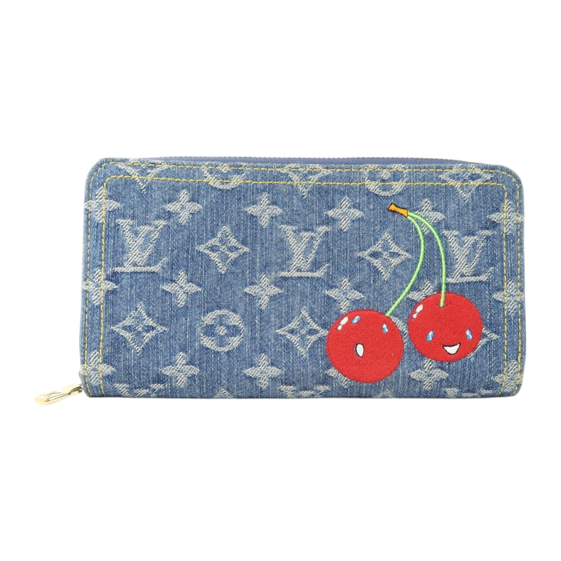 Louis Vuitton Takashi Murakami Denim Blue Long Wallet GHW M23161: Louis Vuitton Takashi Murakami Denim Blue Long Wallet GHW M23161 This Louis Vuitton long wallet features the iconic Monogram design in blue denim, created in collaboration with Takashi Murakami. The w