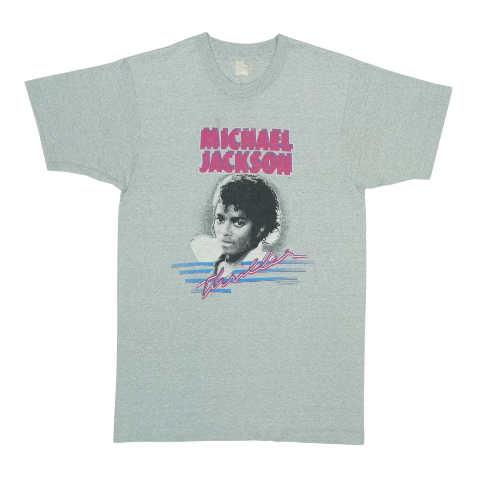 Vintage 1984 Michael Jackson Thriller Graphic Grey Shirt Size Medium (1 of 7)
