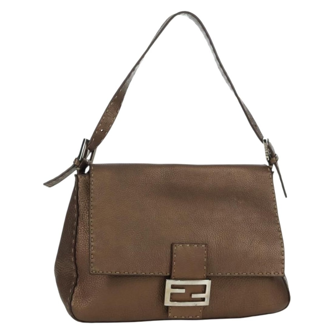 Fendi Mamma Baguette Selleria Brown Leather Womens Shoulder Bag with Dust Bag (1 of 18)