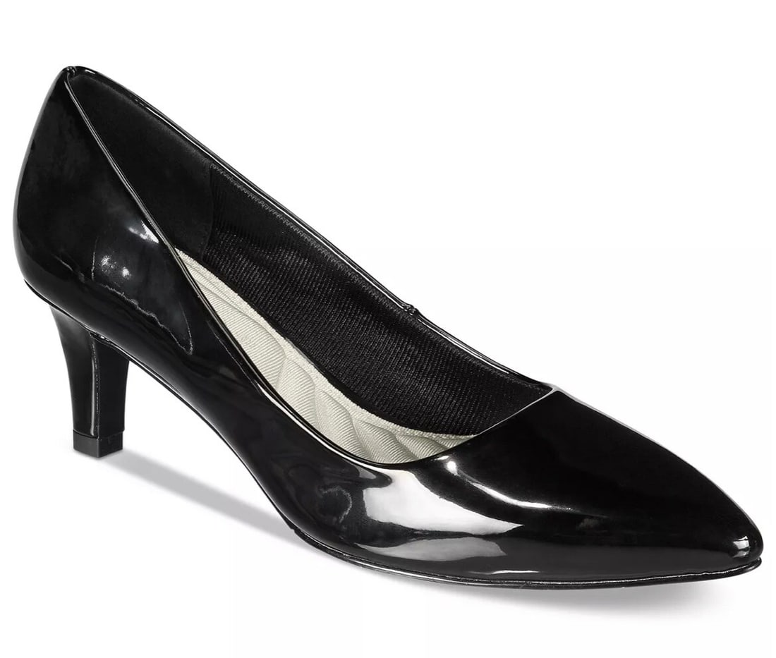 Easy Street Pointe Black Patent Women's Pumps 10WW with Comfort Features: Easy Street Pointe Black Patent Women's Pumps 10WW with Comfort Features Elevate your style with Easy Street's Pointe Black Patent Dress Pumps, designed for comfort and elegance. These women's slip-on