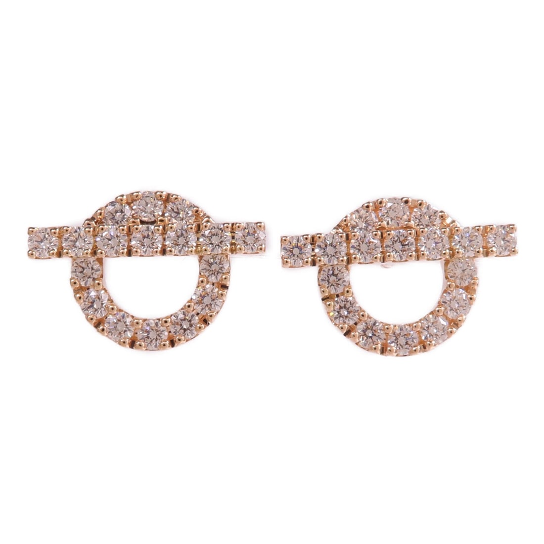 Hermes Finesse 18K Rose Gold Diamond Pierced Earrings for Women: Hermes Finesse 18K Rose Gold Diamond Pierced Earrings for Women These HERMES Finesse pierced earrings are crafted from 18K pink (rose) gold and feature diamond accents. Designed for women, they showca