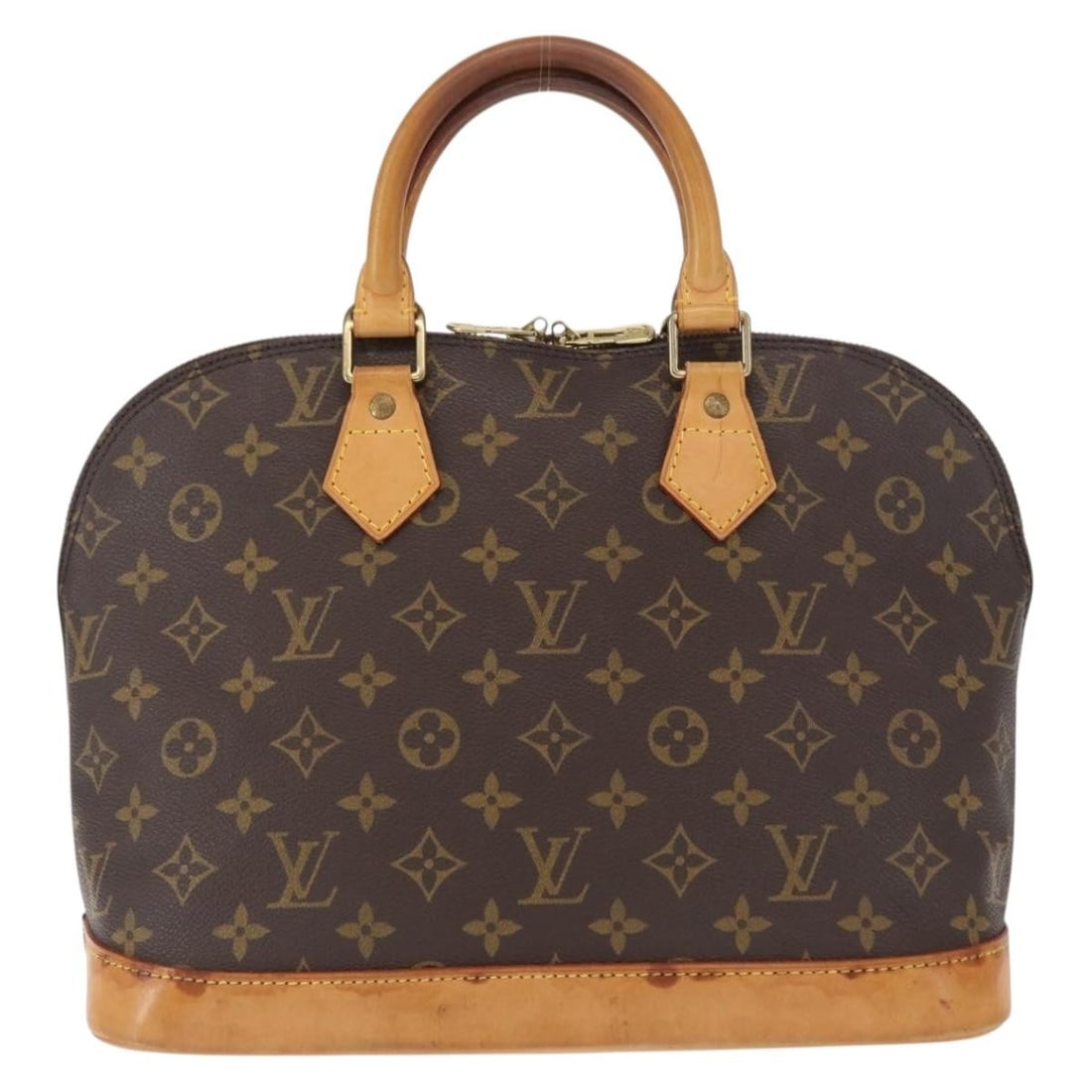 Louis Vuitton Alma Brown Monogram Canvas Satchel Purse: Louis Vuitton Alma Brown Monogram Canvas Satchel Purse This Louis Vuitton Alma handbag features the iconic Monogram canvas in brown, designed for women. Made in France, the bag shows signs of use incl