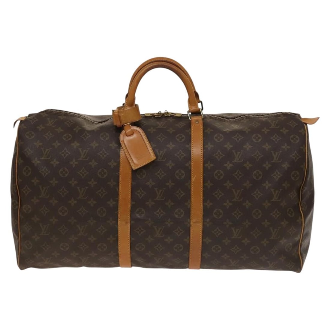 Keepall Weekender by Louis Vuitton Monogram Canvas Large Brown Bag: Keepall Weekender by Louis Vuitton Monogram Canvas Large Brown Bag This Louis Vuitton Keepall Bag features the iconic monogram canvas in brown, designed for female use. The bag is crafted from durable