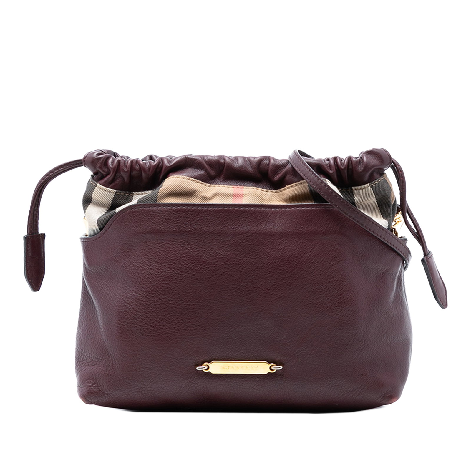 Little Crush Crossbody Bag in House Check Canvas and Calfskin by Burberry: Little Crush Crossbody Bag in House Check Canvas and Calfskin by Burberry The Burberry House Check Canvas and Calfskin Little Crush Crossbody is crafted with a combination of leather and signature hou