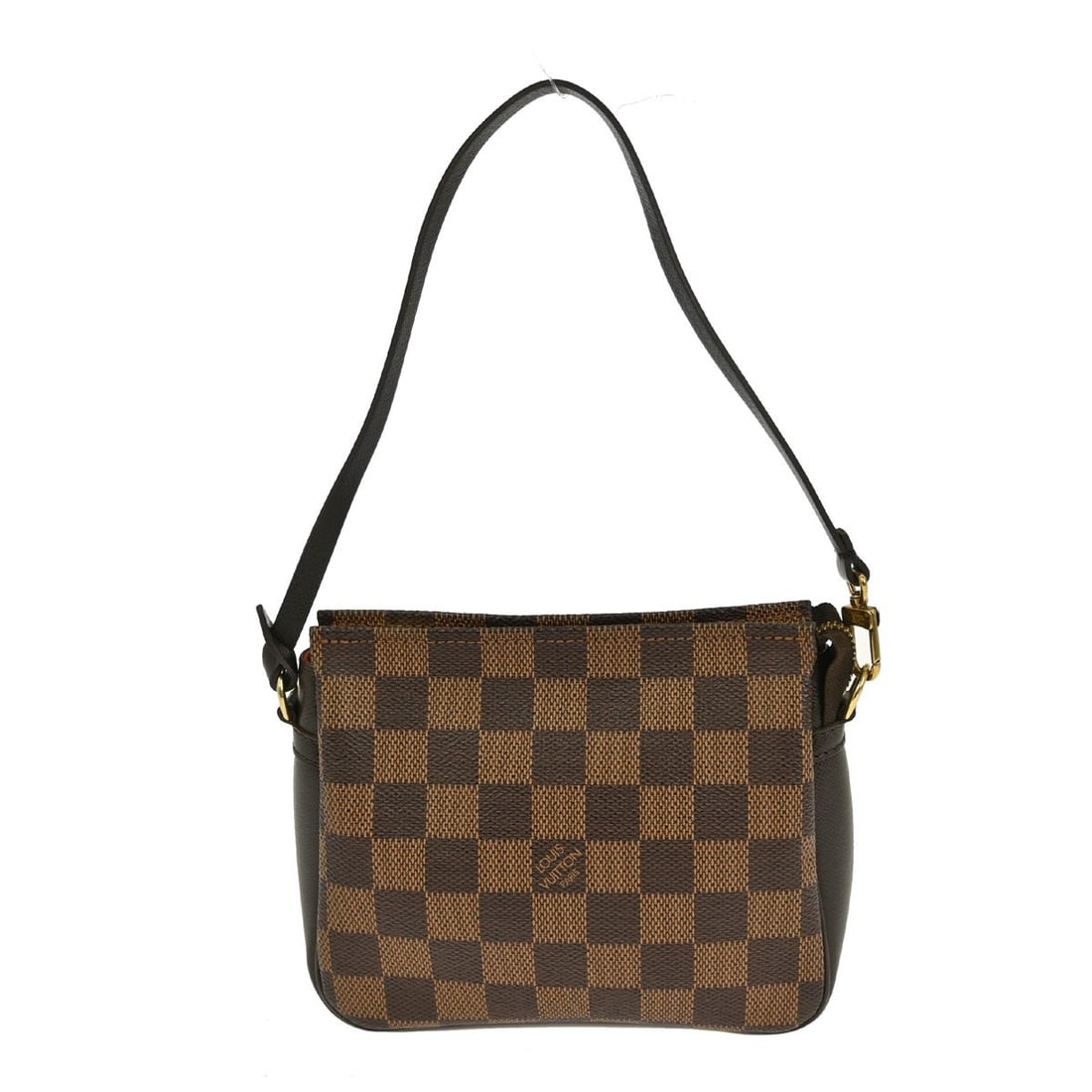 Trousse Make Up Bag by Louis Vuitton Brown Damier Canvas: Trousse Make Up Bag by Louis Vuitton Brown Damier Canvas This Louis Vuitton Trousse Make Up Bag features the iconic Damier canvas design in brown. Designed for women, the bag is crafted from durable c