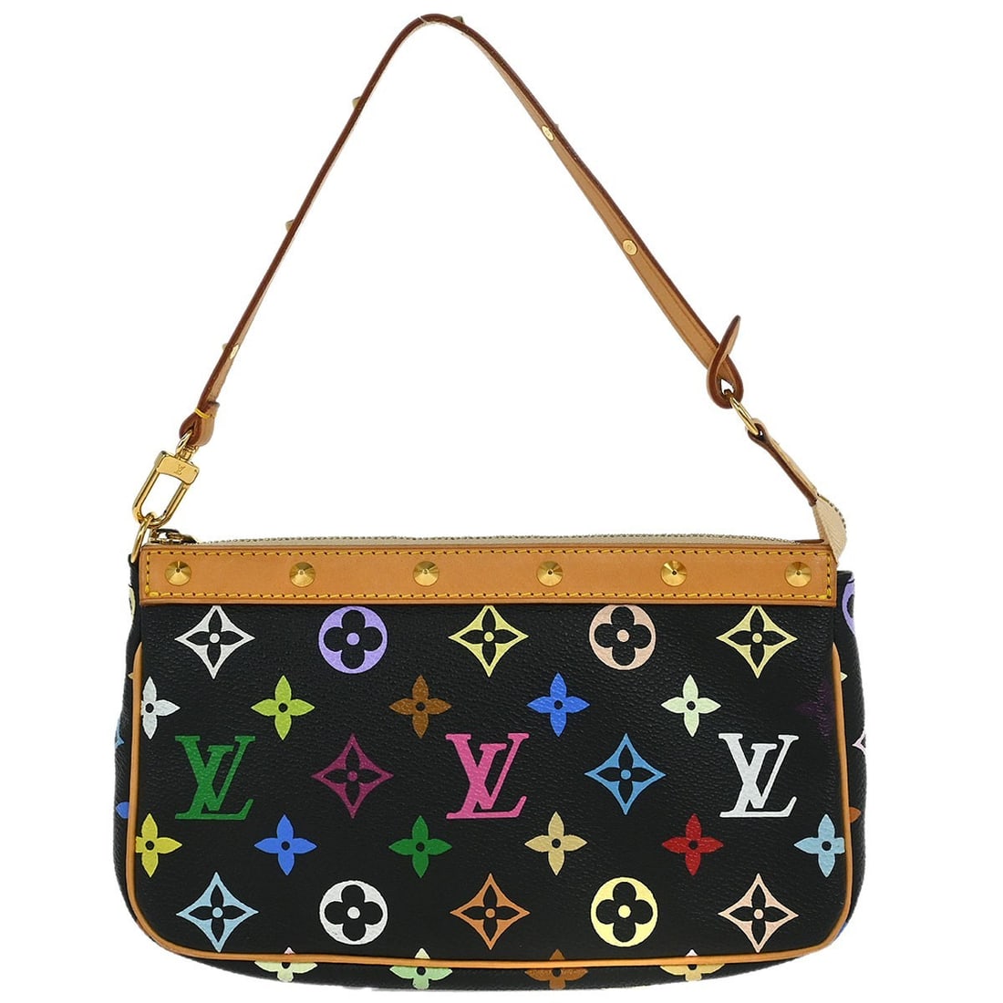 Louis Vuitton Black Multicolor Pochette Accessoires M92648 Handbag with Detachable Strap: Louis Vuitton Black Multicolor Pochette Accessoires M92648 Handbag with Detachable Strap This Louis Vuitton Pochette Accessoires features a striking black multicolor design, perfect for casual occasio