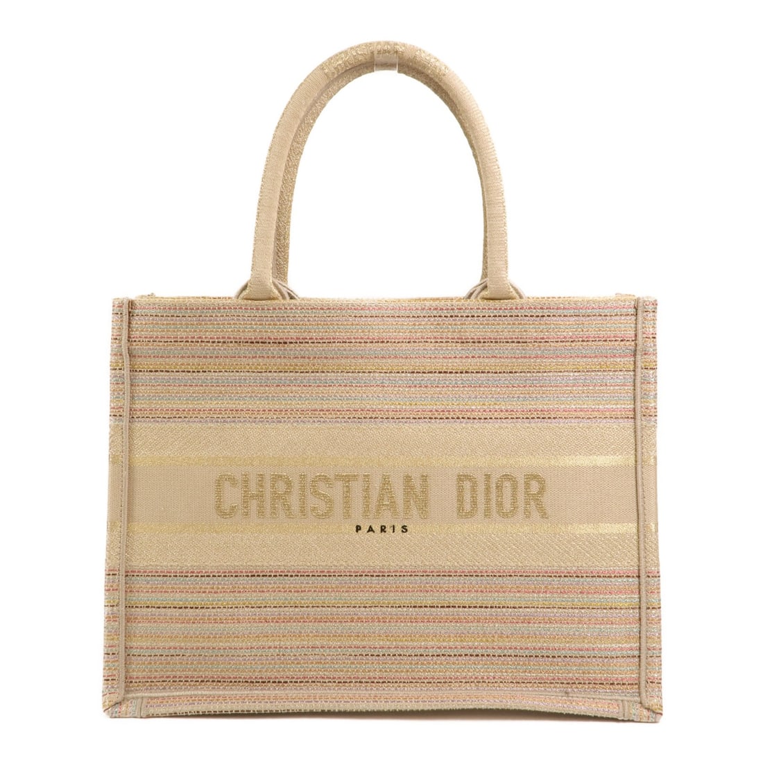 Dior Medium Beige Canvas Book Tote Handbag for Women: Dior Medium Beige Canvas Book Tote Handbag for Women This Christian Dior Book Tote Medium Hand Bag features a beige canvas exterior and is designed as a stylish tote bag. Crafted in France, it offers 