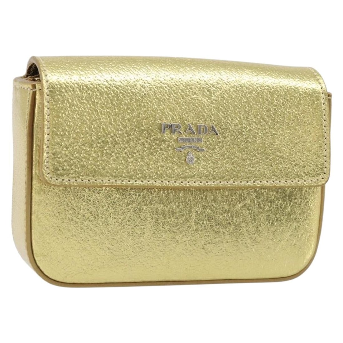 Prada Gold Leather Women's Pouch Bag Made in Italy BA10959V: Prada Gold Leather Women's Pouch Bag Made in Italy BA10959V This PRADA pouch features a gold leather exterior and is designed for women. The pouch is made in Italy and showcases a compact, elegant sty