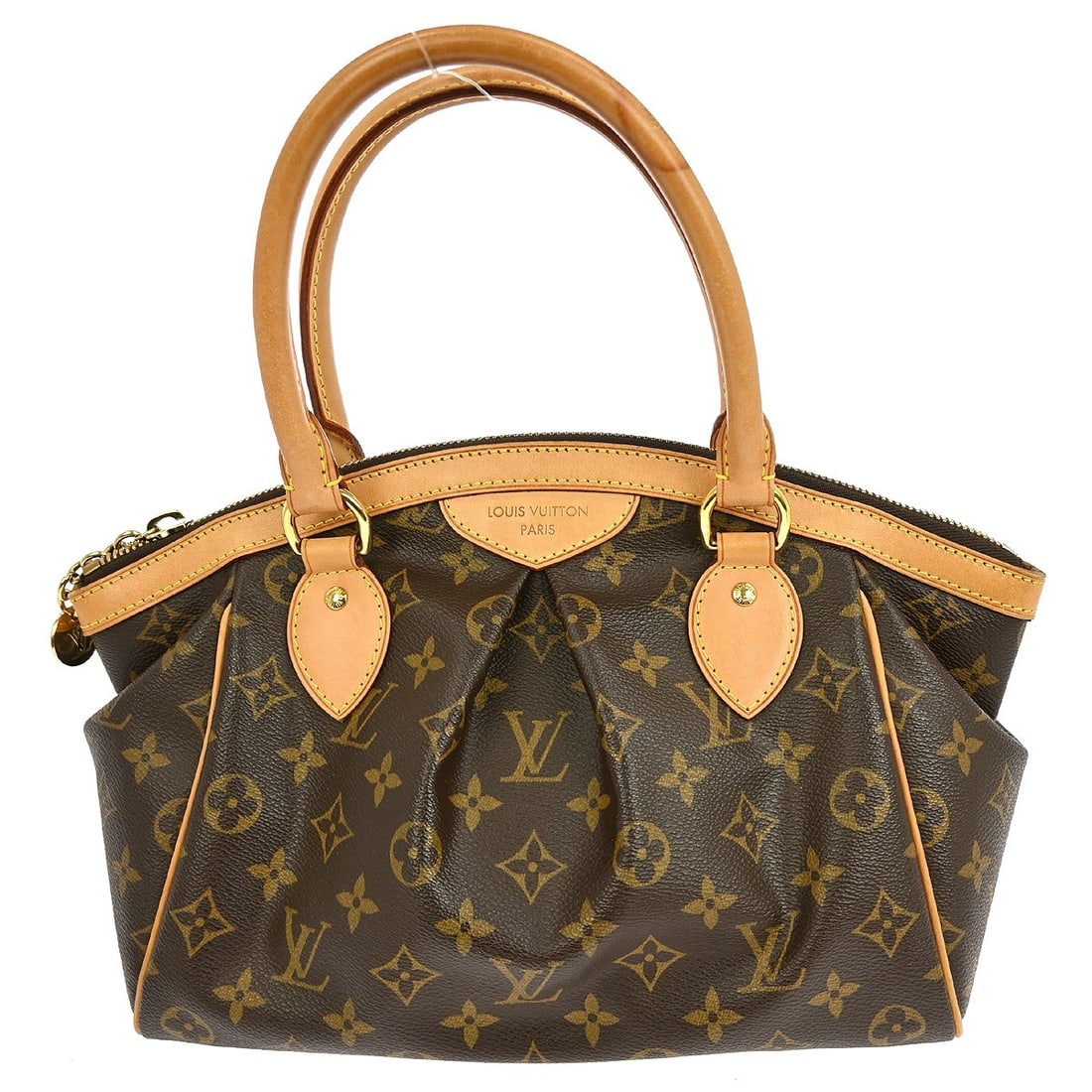 Louis Vuitton Tivoli PM Monogram Canvas Tote Medium Brown Leather Handbag: Louis Vuitton Tivoli PM Monogram Canvas Tote Medium Brown Leather Handbag This Louis Vuitton Tivoli PM handbag features the signature Monogram canvas leather exterior with logo accents and a medium-si
