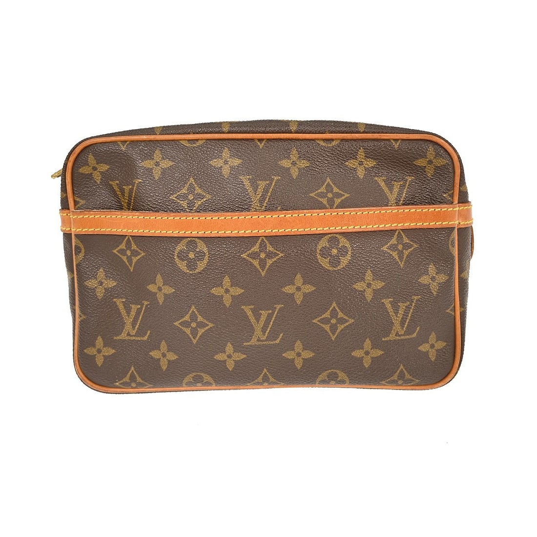 Louis Vuitton Compiegne 28 Monogram Canvas Clutch Bag M51845 Brown: Louis Vuitton Compiegne 28 Monogram Canvas Clutch Bag M51845 Brown This Louis Vuitton Compiegne 28 clutch handbag features the iconic monogram canvas with leather accents. Designed in a medium size, i