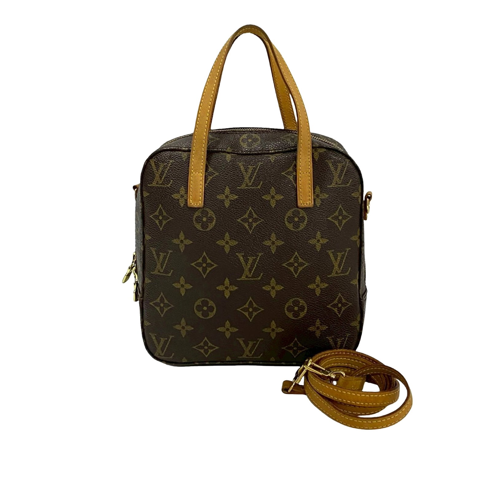 Louis Vuitton Spontini Monogram Canvas Bag with Detachable Strap: Louis Vuitton Spontini Monogram Canvas Bag with Detachable Strap The Louis Vuitton Monogram Spontini features a classic monogram canvas exterior complemented by flat vachetta leather handles and a det