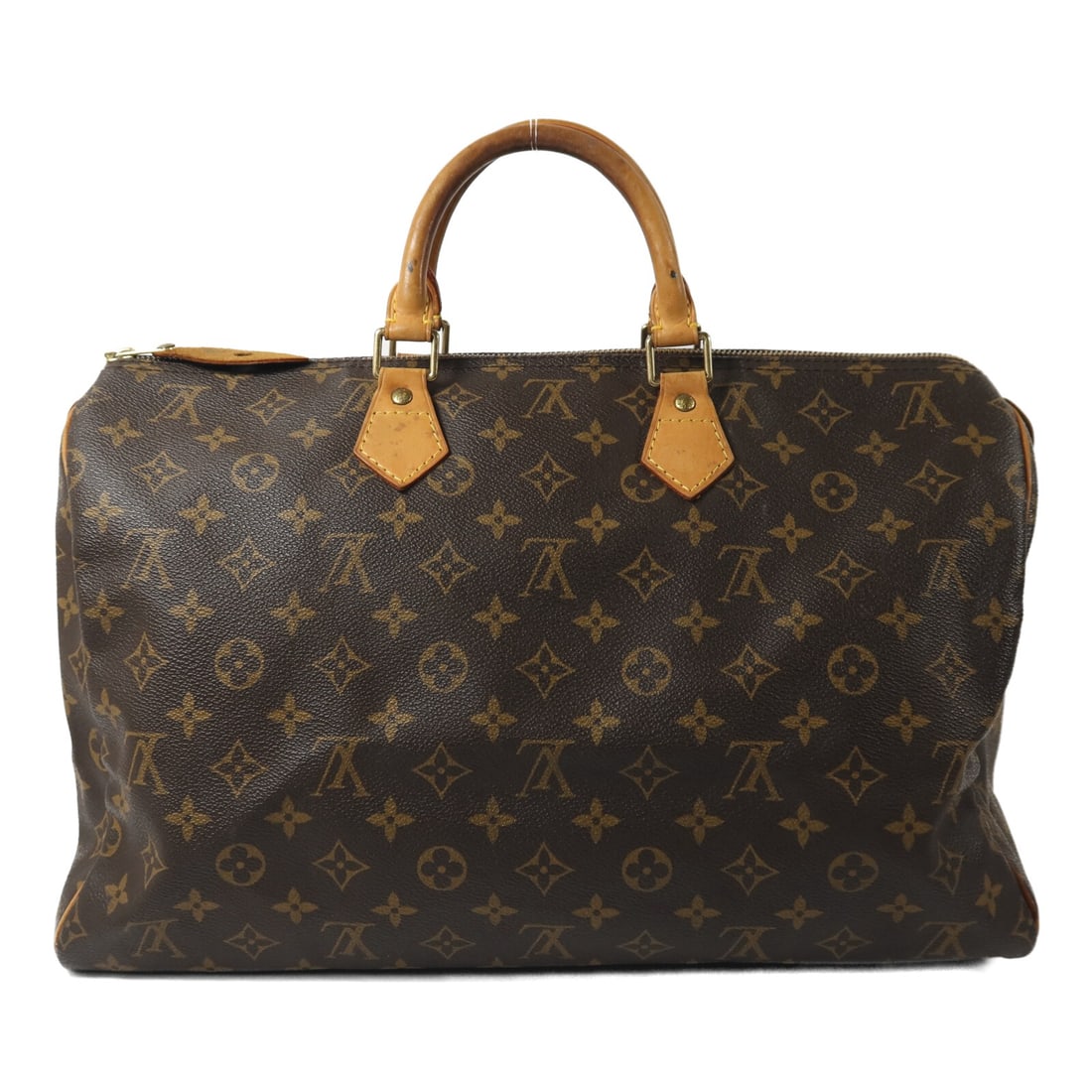 Louis Vuitton Speedy 40 Monogram Brown PVC Coated Canvas Handbag GHW: Louis Vuitton Speedy 40 Monogram Brown PVC Coated Canvas Handbag GHW This Louis Vuitton Speedy 40 handbag features the iconic monogram pattern in brown PVC coated canvas with gold-tone hardware. Desig