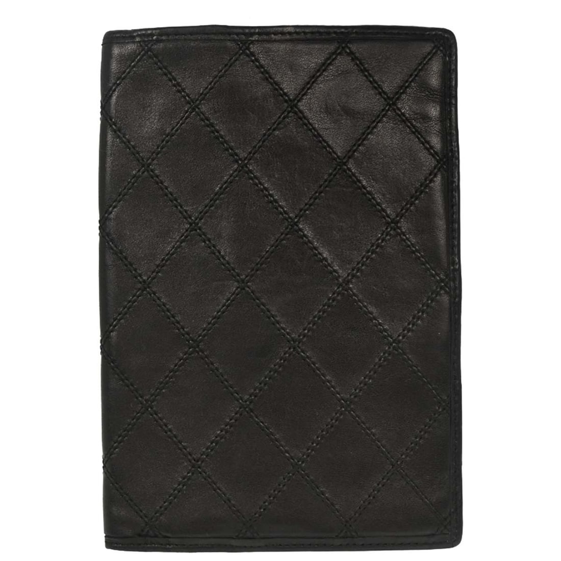 Bifold Leather Wallet CC Pattern Black Vintage Folding France: Bifold Leather Wallet CC Pattern Black Vintage Folding France This is a vintage Chanel bifold wallet crafted from black lambskin leather. Designed for women, it features the iconic CC pattern and a fo