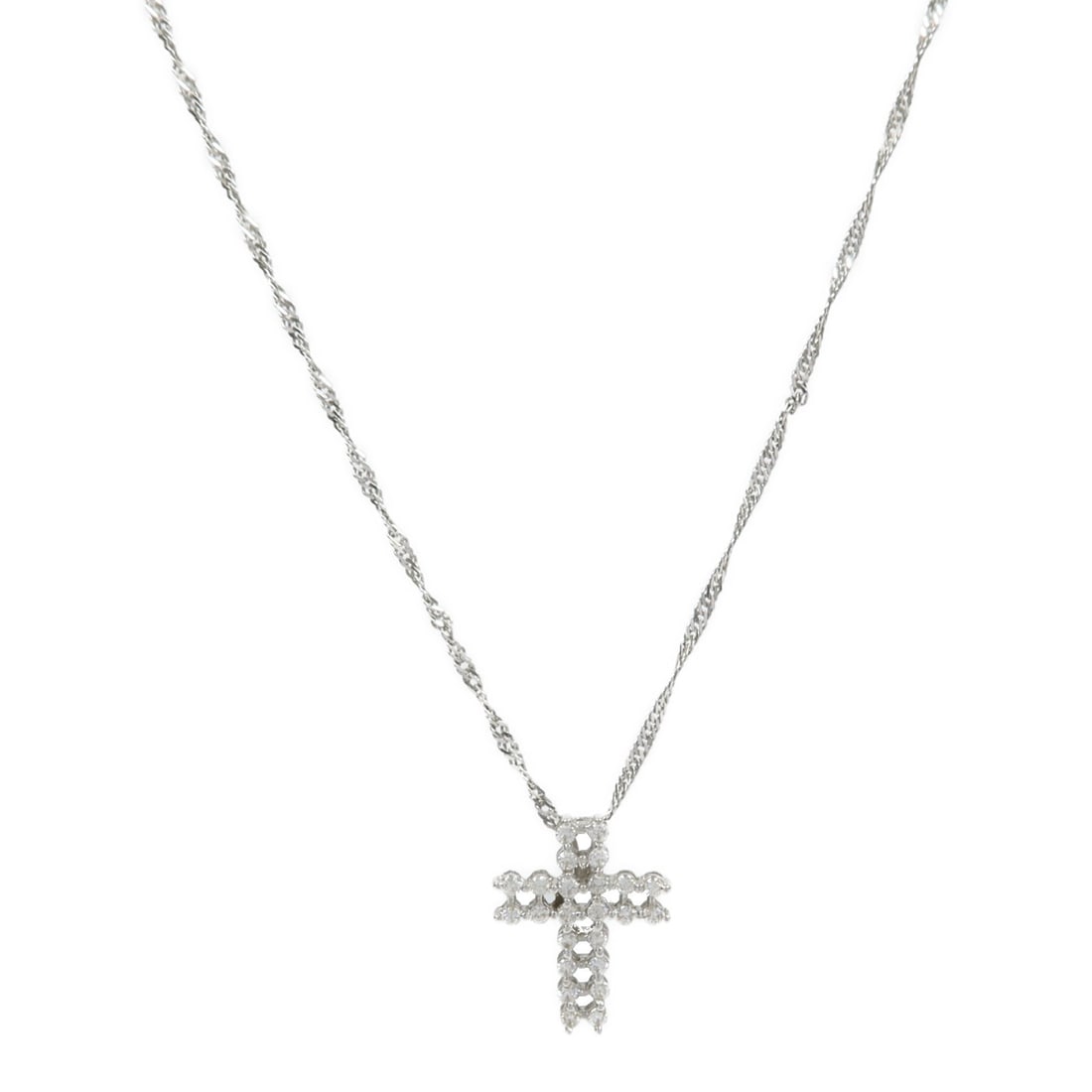 Diamond Pendant Necklace in 18K White Gold by JEWELRY: Diamond Pendant Necklace in 18K White Gold by JEWELRY This exquisite diamond necklace is crafted from 18K white gold, featuring a stunning clear diamond that adds a touch of elegance to any outfit. Th