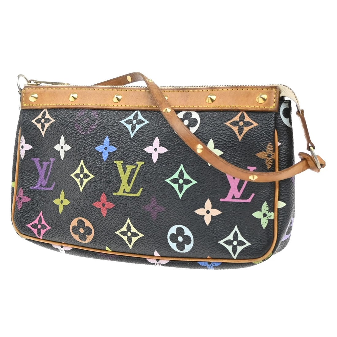 Louis Vuitton Multicolor Monogram Pochette Accessoires Leather Handbag: Louis Vuitton Multicolor Monogram Pochette Accessoires Leather Handbag The Louis Vuitton Pochette Accessoires Monogram Multicolor is a pre-owned women's handbag crafted from leather and features a vib