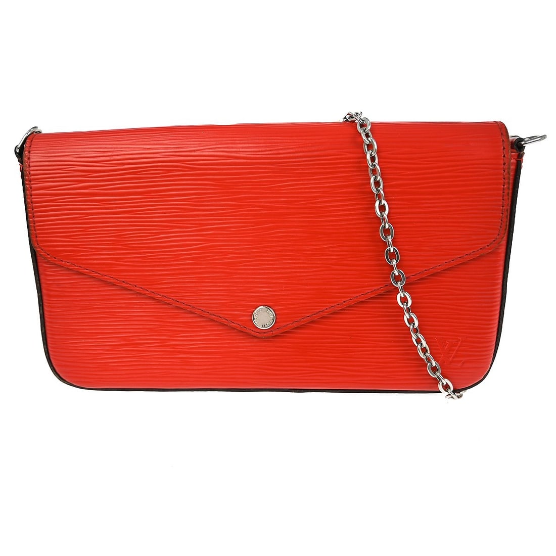 Louis Vuitton Pochette Felicie Epi Red Shoulder Bag M41559 Small Vintage: Louis Vuitton Pochette Felicie Epi Red Shoulder Bag M41559 Small Vintage This is a vintage Louis Vuitton Pochette Felicie shoulder bag crafted from red monogram canvas. The bag is designed in a small 