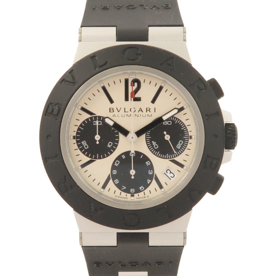 BVLGARI Beige Automatic Mens Wristwatch Aluminium: BVLGARI Beige Automatic Mens Wristwatch Aluminium This BVLGARI Aluminium automatic wristwatch features a beige dial and case, offering a sleek and modern look. Designed for men, it is crafted with dur