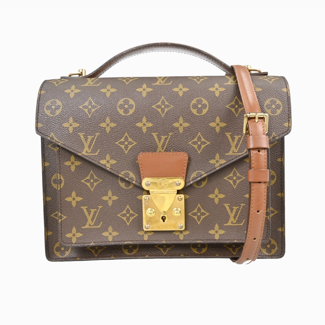 Louis Vuitton Monceau 28 Brown Monogram Canvas Medium Business Handbag M51185: Louis Vuitton Monceau 28 Brown Monogram Canvas Medium Business Handbag M51185 This Louis Vuitton Monogram Monceau 28 business handbag features the classic brown monogram canvas exterior and beige doub