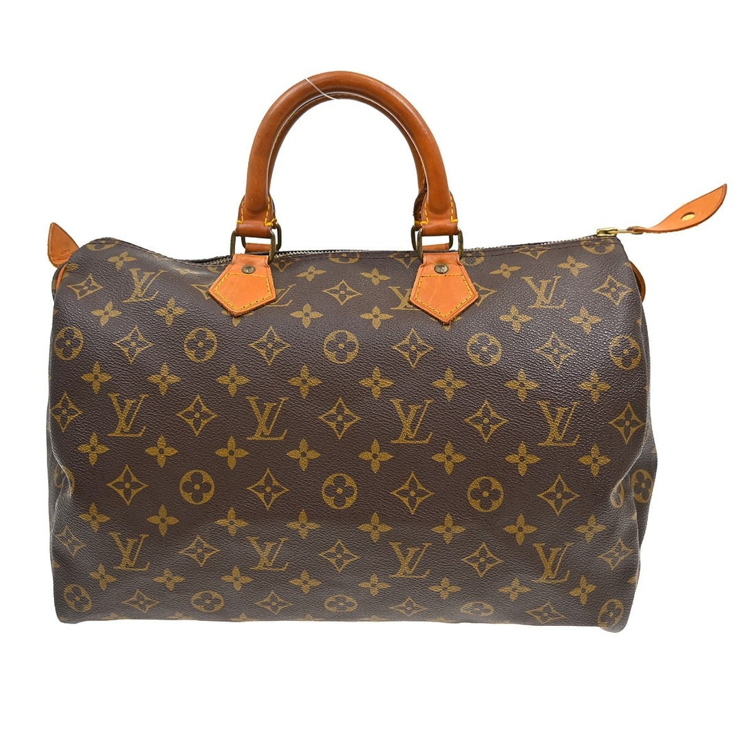 Louis Vuitton Monogram Canvas Speedy Brown Vintage Handbag 35cm: Louis Vuitton Monogram Canvas Speedy Brown Vintage Handbag 35cm This is a Louis Vuitton Speedy handbag crafted in brown monogram canvas. Designed for women, this vintage piece features leather trim an