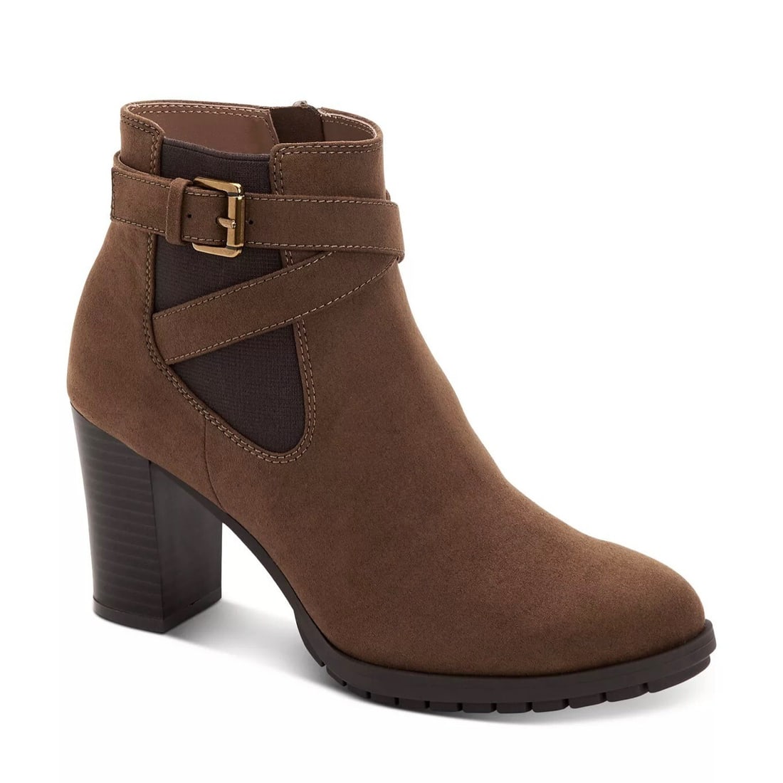 STYLE & CO Laleen Brown Mid-Calf Block Heel Booties 7.5M: STYLE & CO Laleen Brown Mid-Calf Block Heel Booties 7.5M Elevate your footwear collection with these stylish STYLE & CO Laleen booties. Designed with a chic almond toe and a comfortable block heel sta