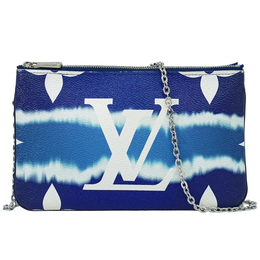 Limited Edition Escale Monogram Giant Double Zip Canvas Pochette by Louis Vuitton: Limited Edition Escale Monogram Giant Double Zip Canvas Pochette by Louis Vuitton This Louis Vuitton Double Zip Pochette from the Limited Edition Escale Monogram Giant collection is crafted in blue ca